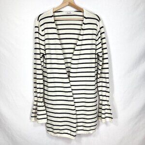 14th & Union Open Cardigan Stripe Minimalist Preppy Academia Boho M